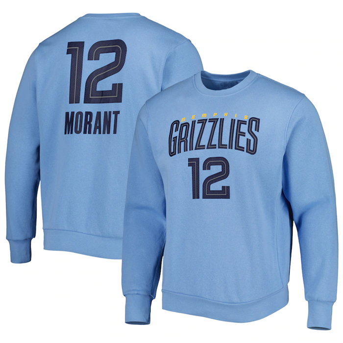 Men's Memphis Grizzlies #12 Ja Morant Blue Long Sleeve T-Shirt